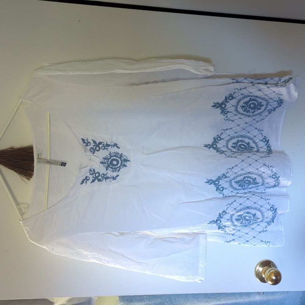 Belle Tweed Embroidered looking blouse - 14W/16W